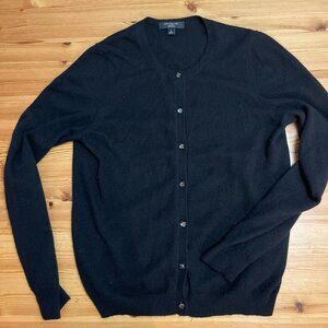 J Crew black cashmere cardigan with glass buttons, black label, medium